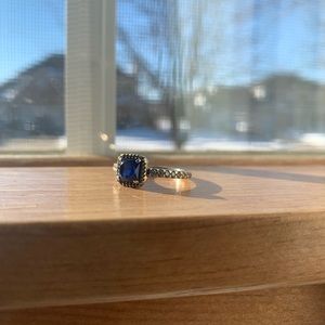 Size 6 Blue Square Pandora Ring